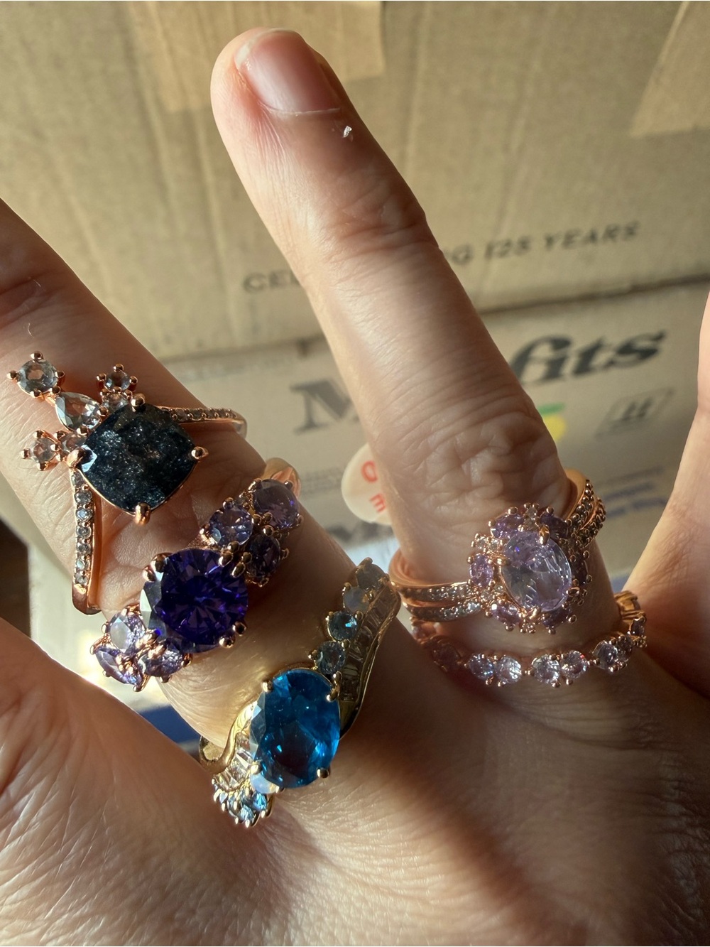 Lot of 5 never worn sparkly statement cocktail rings